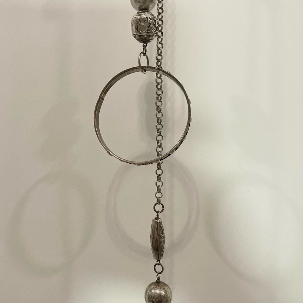 Artisan Silver Necklace with Circular Pendant